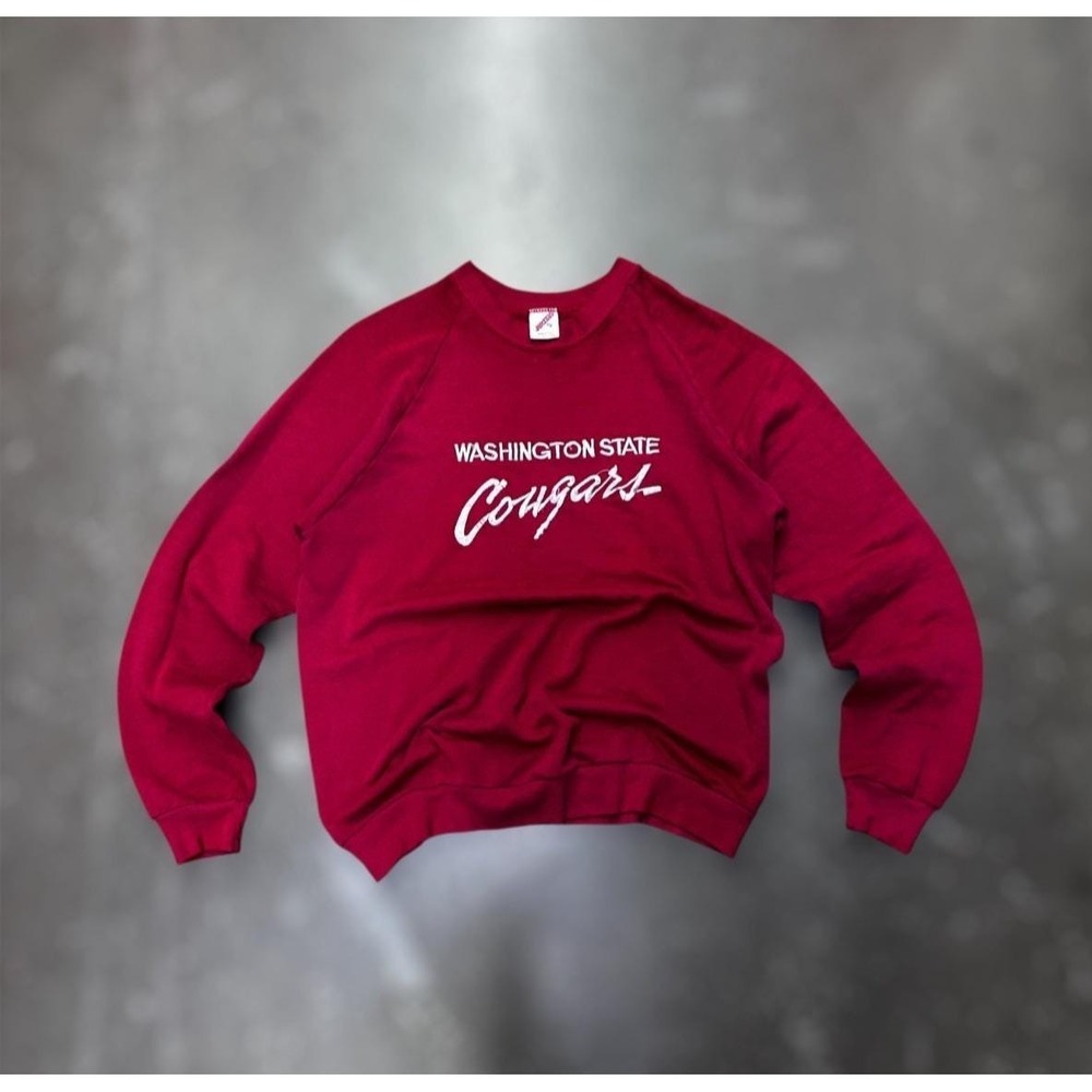 Vtg Washington State Cougars XL 46 M Crewneck Sweatshirt USA  Red 90s College